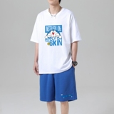 白上衣+湖蓝裤子