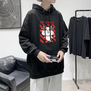 1511P45港风2022新春新款卫衣新年特色红色卡通牛卫衣男宽松卫衣图片