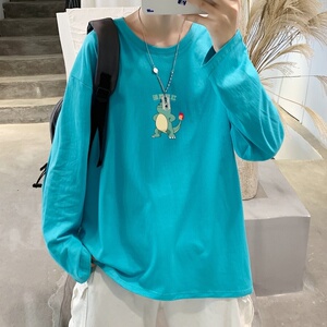 C2883P30长袖t恤男士纯棉潮牌宽松春秋季港风ins潮流内搭打底衫图片