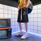 DN3808港风潮牌工装短裤男牛仔短裤男宽松休闲韩版日系港风，男装牛仔裤，星座510A-1