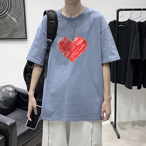 T1685P25 港风 100%棉 2022新款短袖T恤男印花青春休闲图片