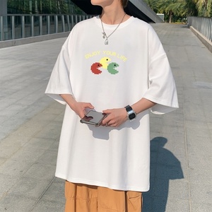 T3409P25落肩款宽松T恤克莱因蓝T圆领印花T恤正常配送中男港风T恤图片