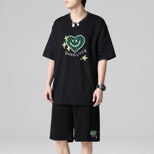 TZ3503男士短袖t恤男夏季薄款潮牌短裤休闲运动套装轻奢时尚感图片