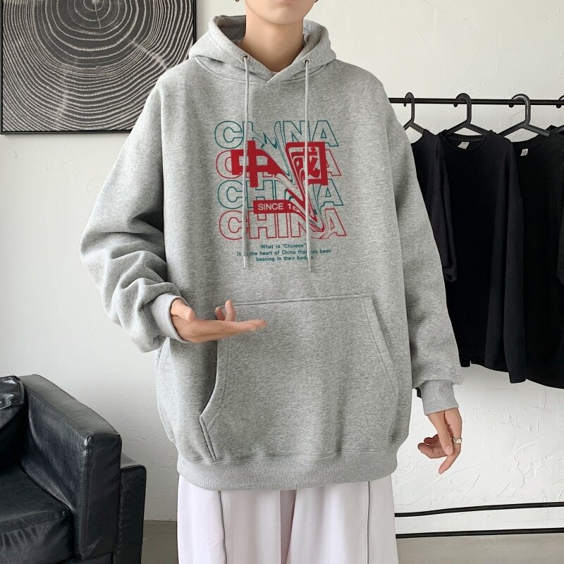 L2755P48韩版ins男士学生宽松运动连帽卫衣秋冬加绒情侣外套,男装卫衣,星座510A-1