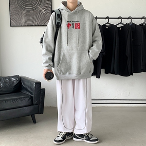 L2369P48韩版ins男士学生宽松运动连帽卫衣秋冬加绒情侣外套图片