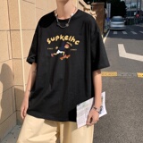 T3466P25男港风T恤落肩款宽松T恤克莱因蓝T圆领印花T恤正常配送中，男装T恤，星座510A-1