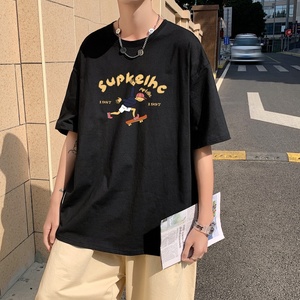 T3466P25男港风T恤落肩款宽松T恤克莱因蓝T圆领印花T恤正常配送中图片