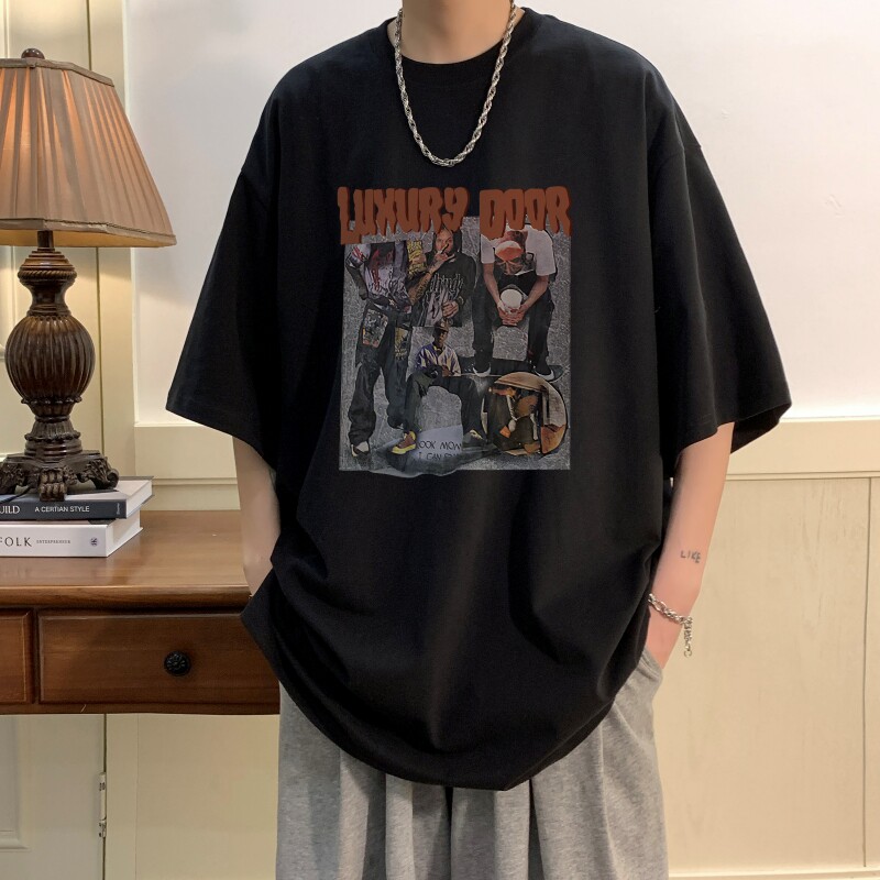 T6236P25美式复古欧美潮牌t恤男短袖230g重磅纯棉半袖夏季五分袖,男装T恤,星座510A-1