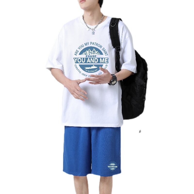 TZ3882休闲运动套装轻奢时尚感男士短袖t恤男夏季薄款潮牌短裤,男装休闲套装,星座510A-1