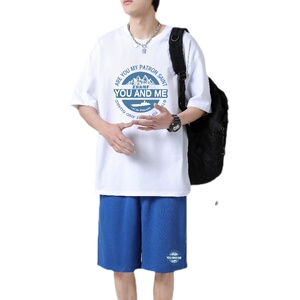 TZ3882休闲运动套装轻奢时尚感男士短袖t恤男夏季薄款潮牌短裤图片