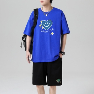 TZ3503轻奢时尚感男士短袖t恤男夏季薄款潮牌短裤休闲运动套装图片