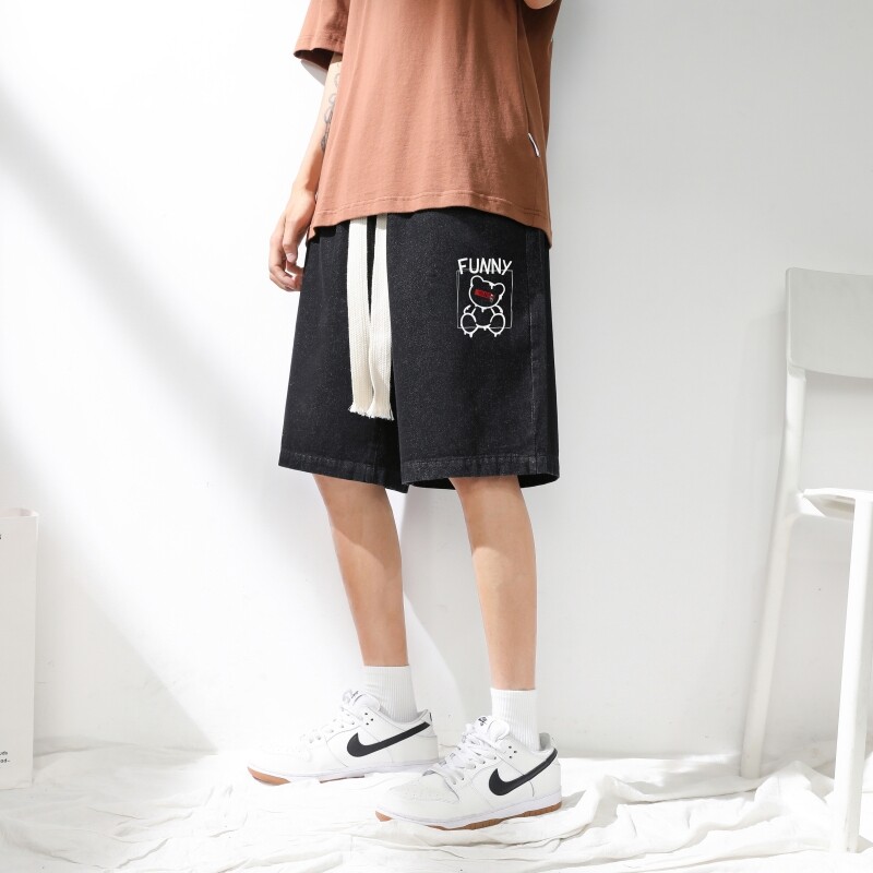 DN3807阳光景 男宽松休闲韩版日系港风潮牌工装短裤男牛仔短裤图片