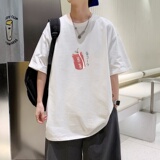 T3590P25已爆2022港风大码短袖青少年宽松圆领印花情侣T恤，男装T恤，星座510A-1