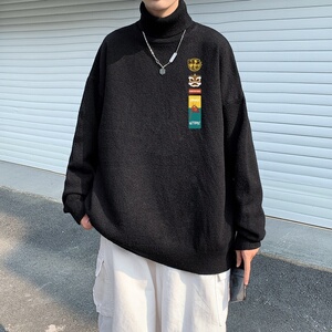MG2853P65高领毛衣男宽松慵懒针织衫外套港风男生打底衫内搭线衣图片