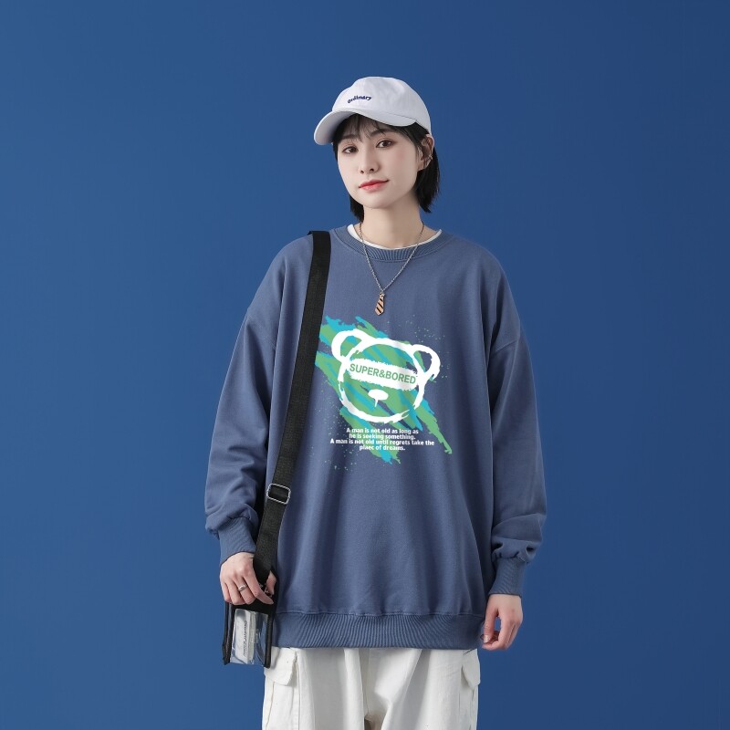 Y2827P38中性模特新款圆领卫衣男宽松套头衫港风休闲外套ins潮，男装卫衣，星座510A-1