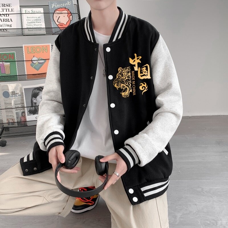 BQ3224P75港风潮牌休闲宽松夹克男外套男潮虎头潮款印花棒球服,男装夹克,星座510A-1