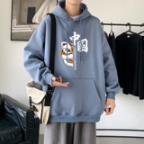 L2415P48秋装21中性纯色连帽卫衣套头宽松外套情侣装打底帽衫，男装卫衣，星座510A-1