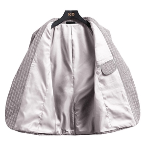 T2Z8630P150新款男士西服套装韩版休闲二件套条纹男西装外套图片