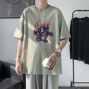 T1752P25 港风 100%棉 2022新款短袖T恤男潮牌小熊印花青春休闲图片
