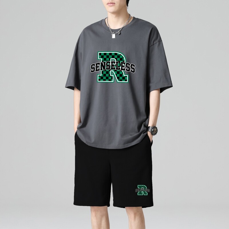 TZ3515夏季薄款潮牌短裤休闲运动套装轻奢时尚感男士短袖t恤男,男装休闲套装,星座510A-1