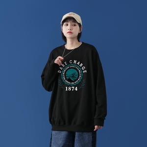 Y2478 P38中性模特2022秋季ins潮男潮趣印花卫衣时尚圆领宽松上衣图片