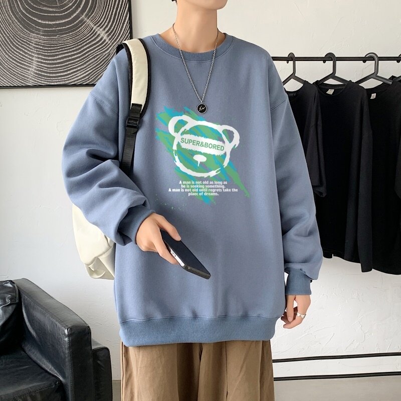Y2827P38！21年秋冬新款港风日系大码印花长袖圆领卫衣男,男装卫衣,星座510A-1