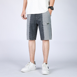 DN3629牛仔短裤男大码拼接日系ins港风潮流宽松工装休闲短裤男，男装牛仔裤，星座510A-1