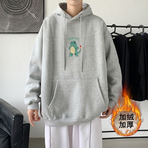 L2887P65港风21秋冬新款大码潮男连帽加绒加厚连帽卫衣男外套图片