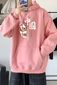 L2415P48卫衣男秋冬新款潮趣文字印花潮流休闲帅气连帽外套图片