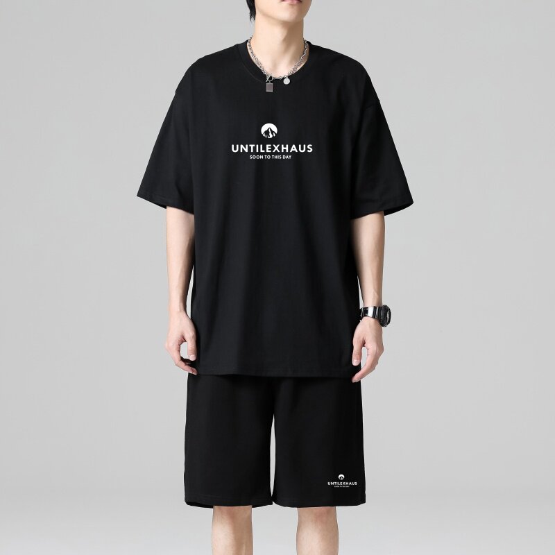 TZ3501休闲运动套装轻奢时尚感男士短袖t恤男夏季薄款潮牌短裤,男装休闲套装,星座510A-1