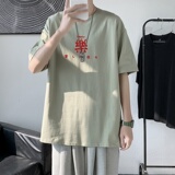 T2298P25港风室内潮流宽松简约百搭潮牌五分袖短袖T恤男夏季上衣，男装T恤，星座510A-1