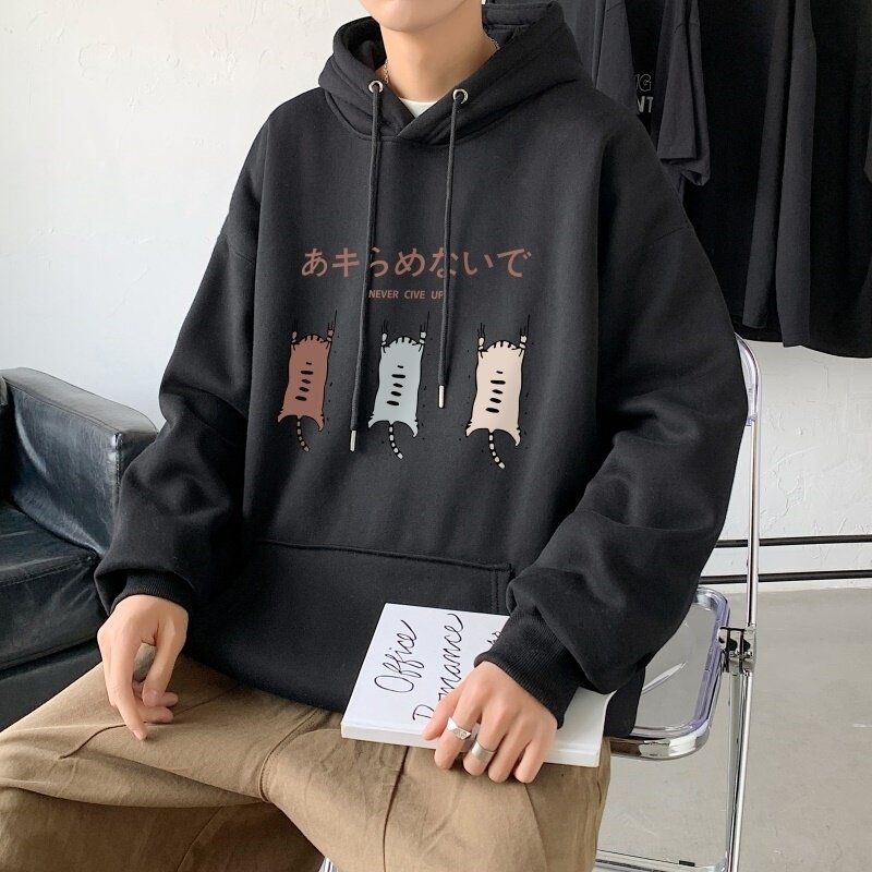 L2838P48秋装21中性纯色连帽卫衣套头宽松外套情侣装打底帽衫,男装卫衣,星座510A-1