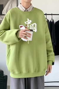 Y2414P38主推男ins港风青少年上衣21秋冬卫衣圆领韩版运动外套