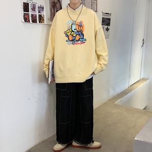 MD2704P55印花毛衣男秋季潮牌ins宽松慵懒高领针织衫潮流圆领线衣图片