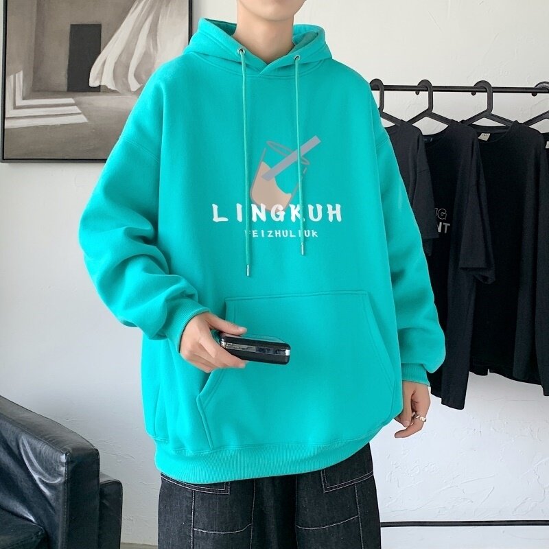 L2712P48新款2022秋冬连帽卫衣男大码运动帽衫宽松薄外套卫衣,男装卫衣,星座510A-1