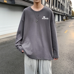 C2823P30潮牌圆领长袖t恤男纯棉潮情侣打底2022新韩版港风T恤图片