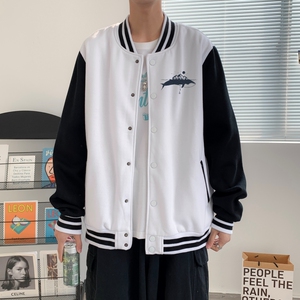 BQ3229P75港风潮牌休闲宽松夹克男潮胸前小标印花棒球服外套男图片