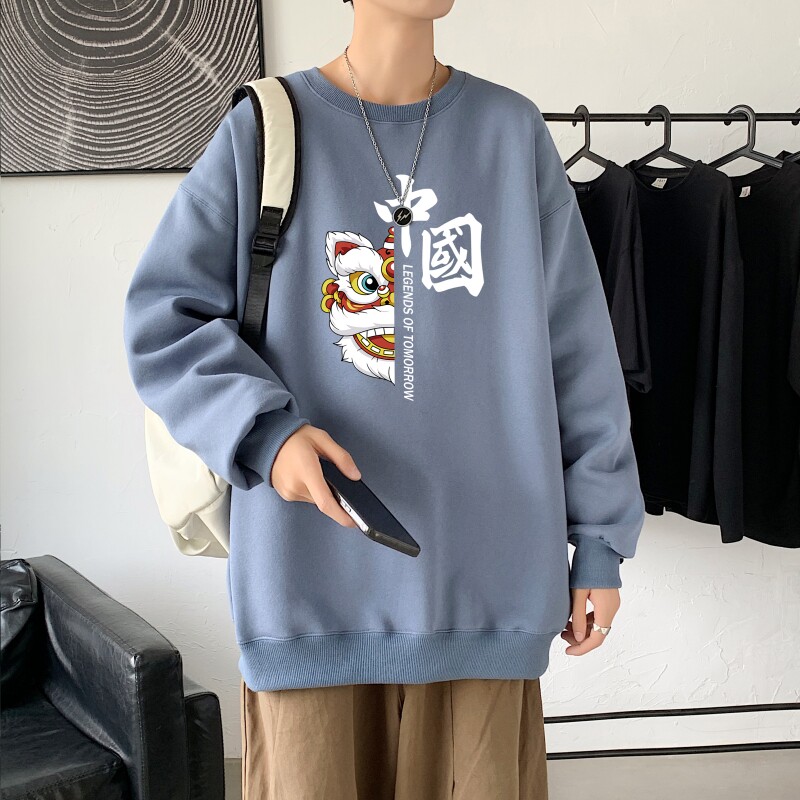 Y2414P38主推 2022秋季ins潮男士潮趣印花卫衣时尚圆领宽松上衣图片