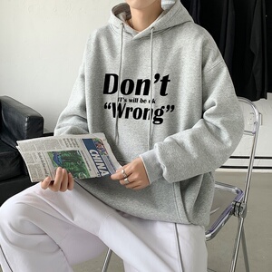LD5677P38轻熟风春秋季加套字母印花连帽卫衣男小清新潮流ins帽衫图片