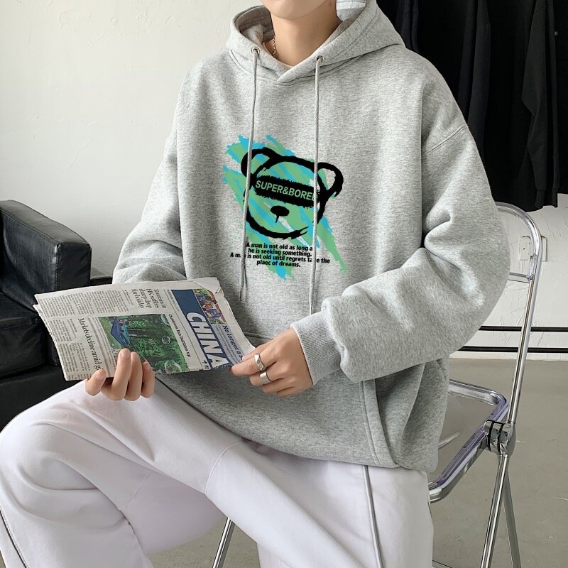 L2826P48港风模特ins男士学生宽松运动连帽卫衣秋冬加绒情侣外套,男装卫衣,星座510A-1