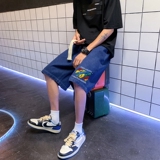 DN3911浴室景牛仔短裤男宽松休闲韩版日系港风潮牌工装短裤男，男装牛仔裤，星座510A-1