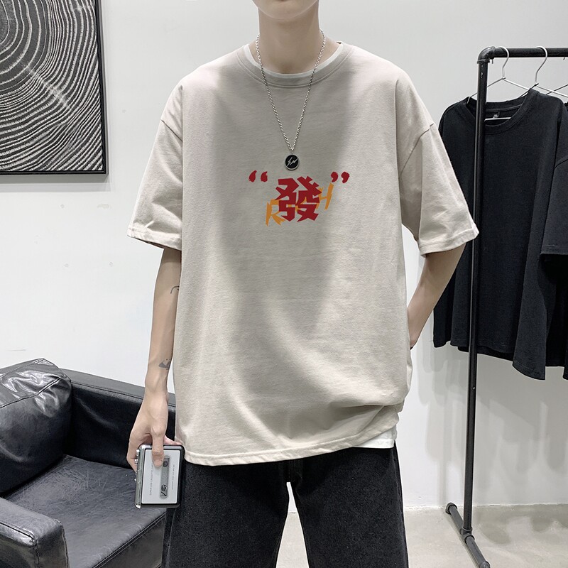 T1707P25港风100%棉2022新款短袖T恤男印花青春休闲,男装T恤,星座510A-1