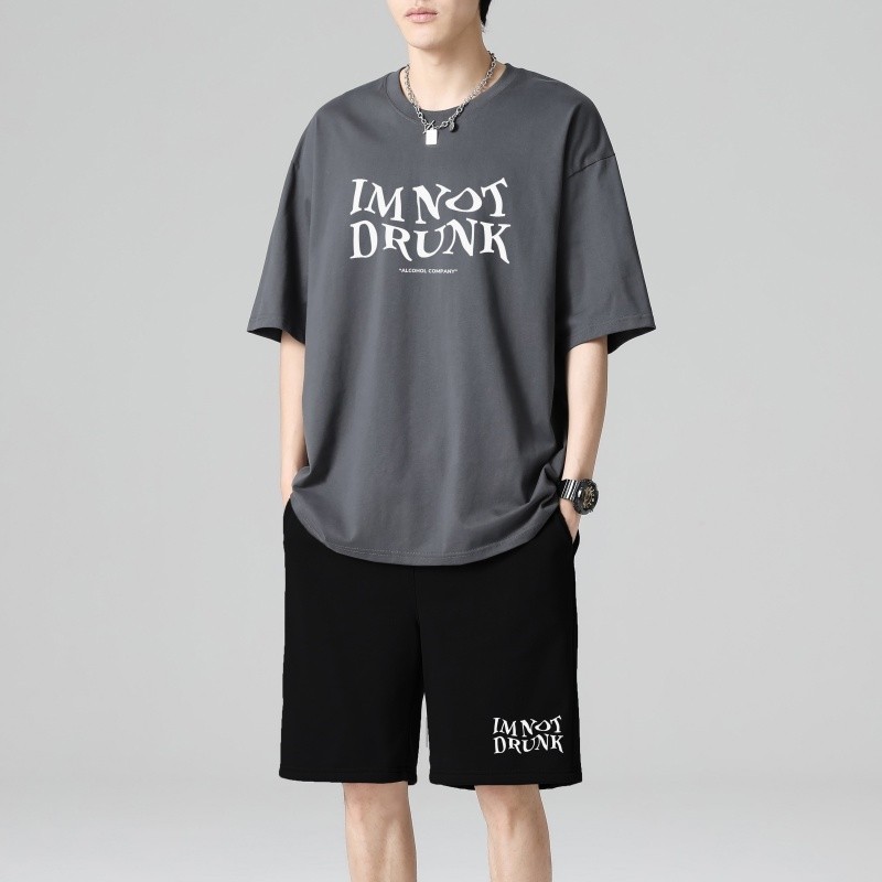 TZ3505短袖t恤男夏季薄款潮牌短裤休闲运动套装轻奢时尚感男士，男装休闲套装，星座510A-1