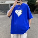 T3468P25T恤落肩款宽松T恤克莱因蓝T圆领T恤男英文印花港风，男装T恤，星座510A-1