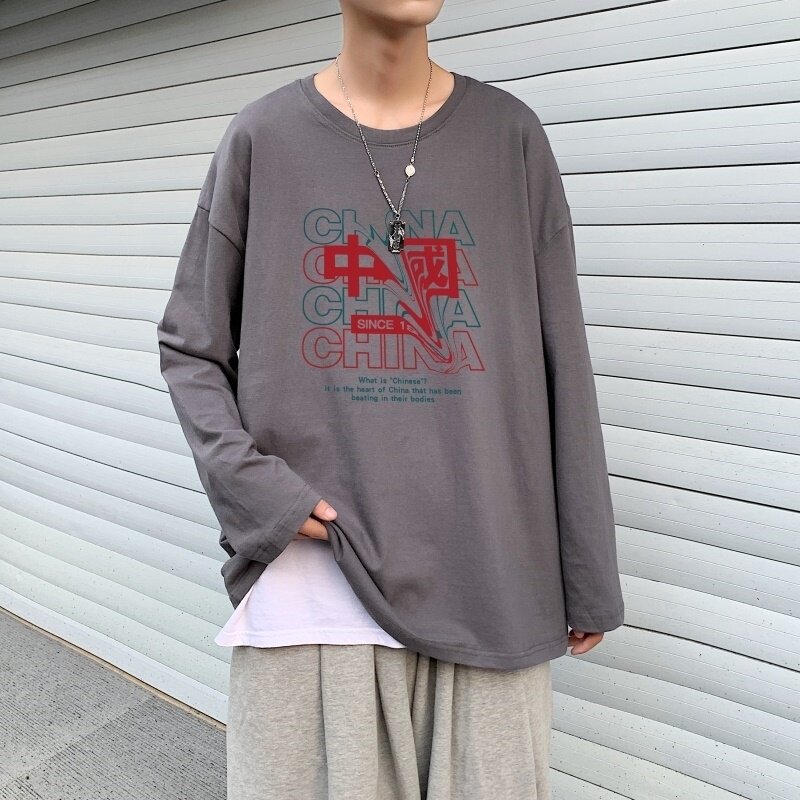 C2708P30长袖t恤男士2022夏新款纯棉美式涂鸦春秋打底衫潮牌港风,男装T恤,星座510A-1