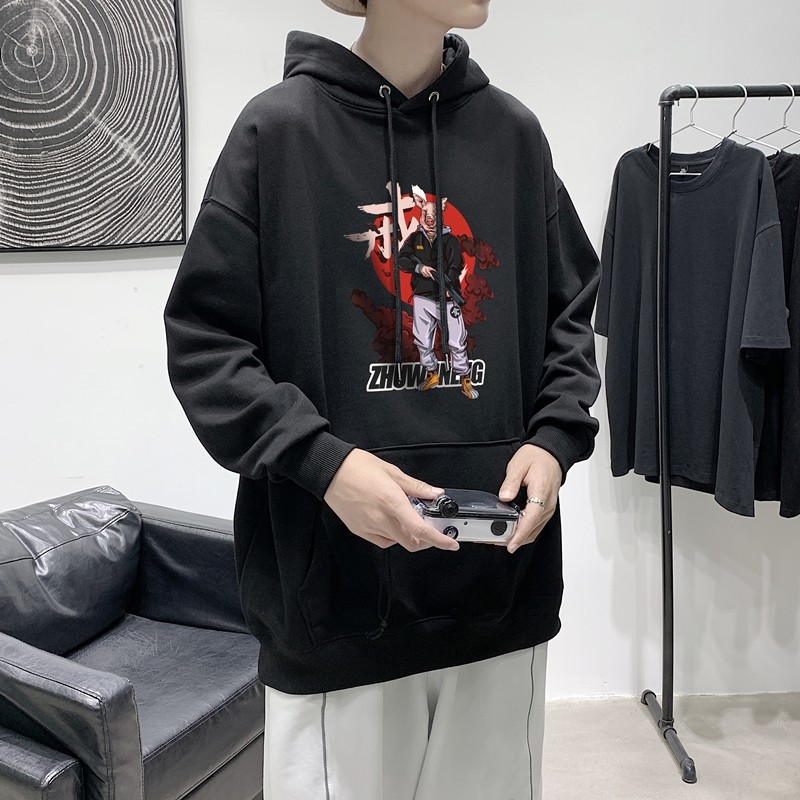 L1561P45春装 港风个性男春季港风长袖t恤大码潮牌印花卫衣男图片