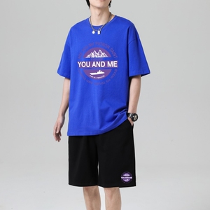 TZ3882男夏季薄款潮牌短裤休闲运动套装轻奢时尚感男士短袖t恤图片