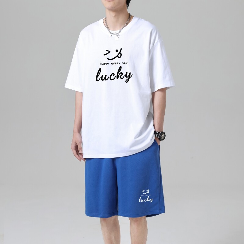 TZ3518男士短袖t恤男夏季薄款潮牌短裤休闲运动套装轻奢时尚感,男装休闲套装,星座510A-1