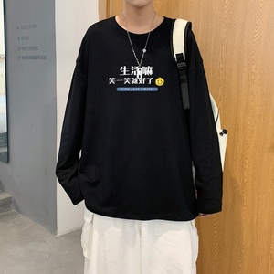 C2618P30潮牌圆领长袖t恤男纯棉潮情侣打底2022新韩版港风卫衣图片