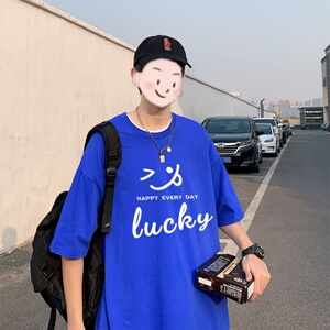 T3327P25恤落肩款宽松T恤克莱因蓝T 仓库一件起正常配送中男港风T图片